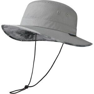 Unisex Grey Western Wide Brim Boonie with Chin Strap Hiking Classic Cowboy Hat